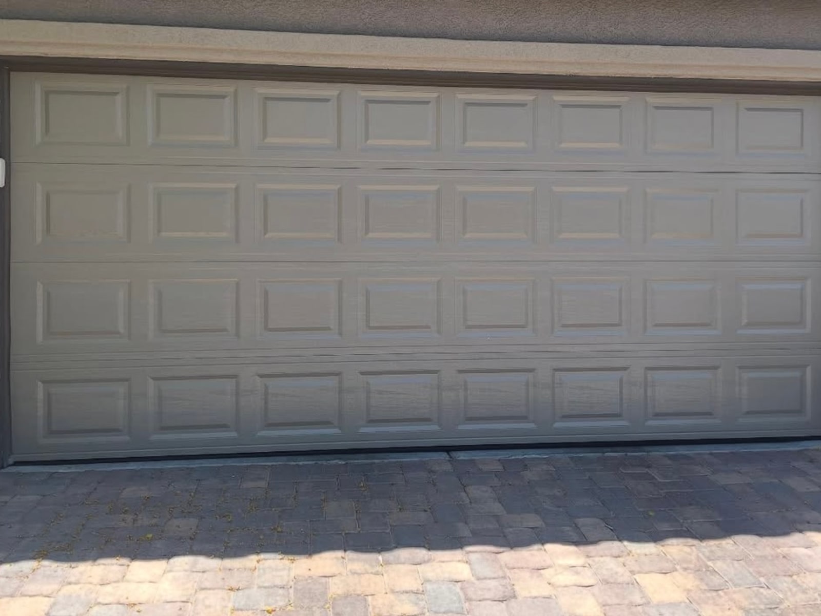 Classic raised-panel double garage door